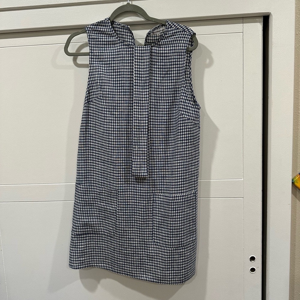 Reformation navy blue gingham dress